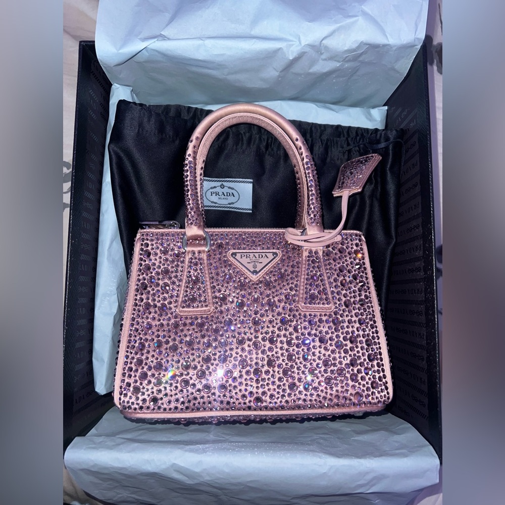 🎀PRADA Galleria Satin Mini Bag with Crystals🎀
